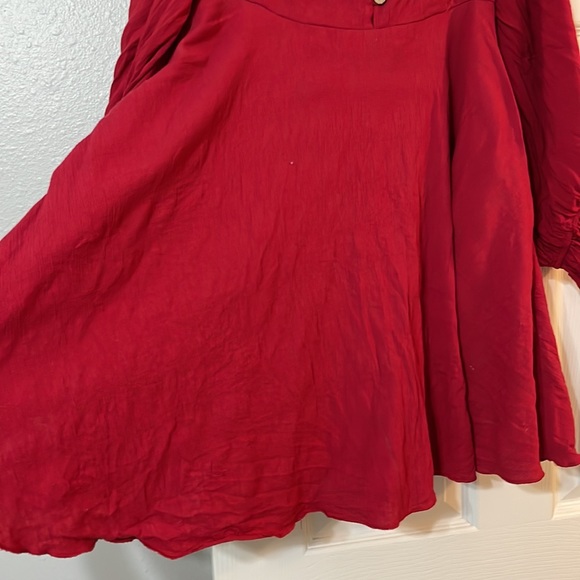 Make the Call Red Button-Up Long Sleeve Mini Dress - Picture 7 of 7